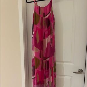 Tina Stephens Vibrant Pink Abstract Maxi Dress